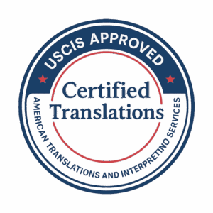 USCIS-approved certified translation stamp used for official documents
