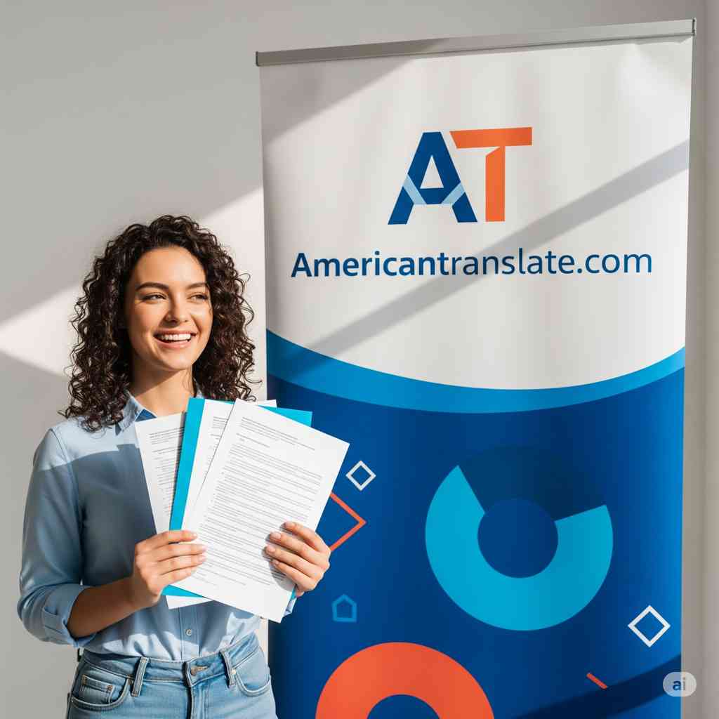 Smiling client holding certified documents from American Translate